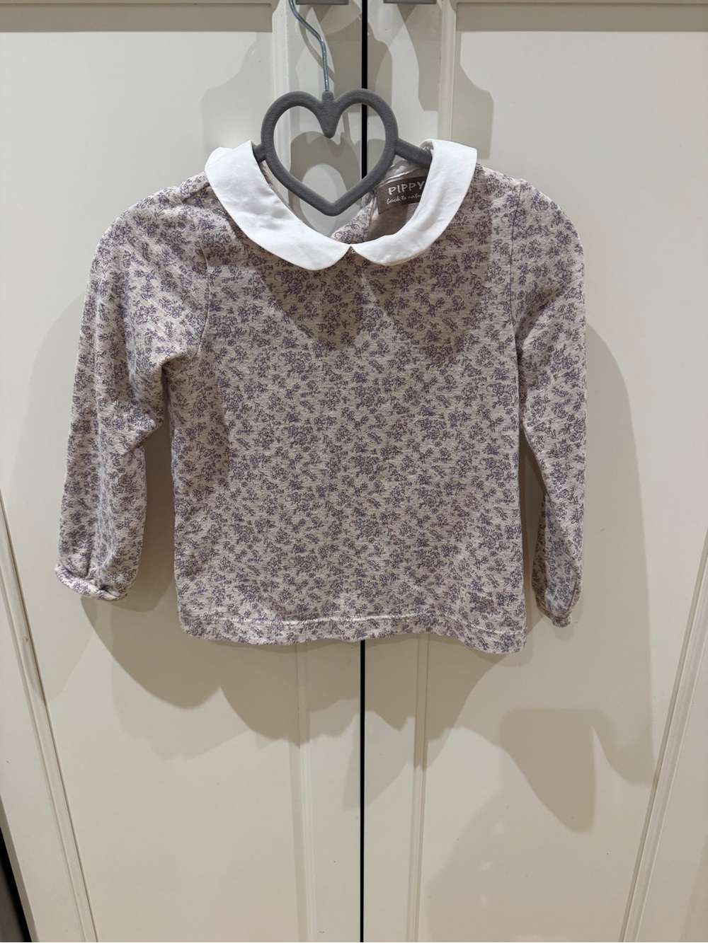 Pippy 18-24m Floral Peter Pan Collar Long Sleeve Top - Lavender